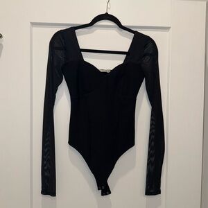 Abercrombie & Fitch Black Sheer Sleeve Bodysuit